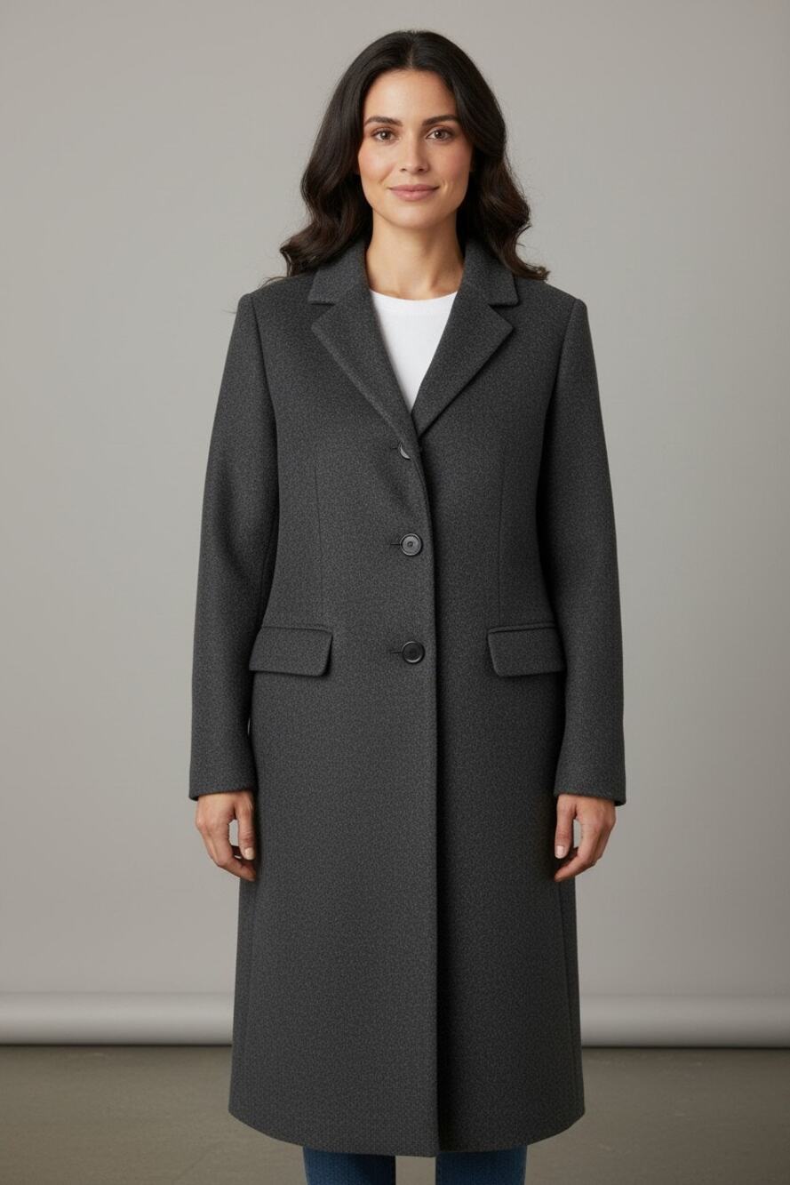 M Ralph Lauren Women's Three-Button Wool Cashmere Trench Reefer Coat grey